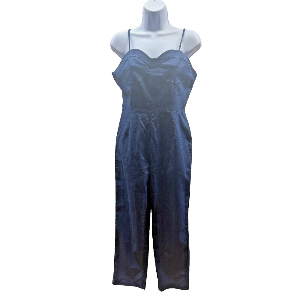 Denim Overalls Junior Large Jumper One Piece, adjustable straps, Corset Style